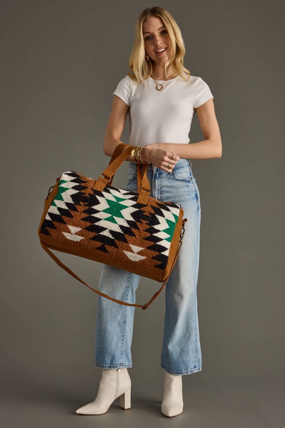 “Montana” - Brown, Black, Green & White Western Weekend Bag