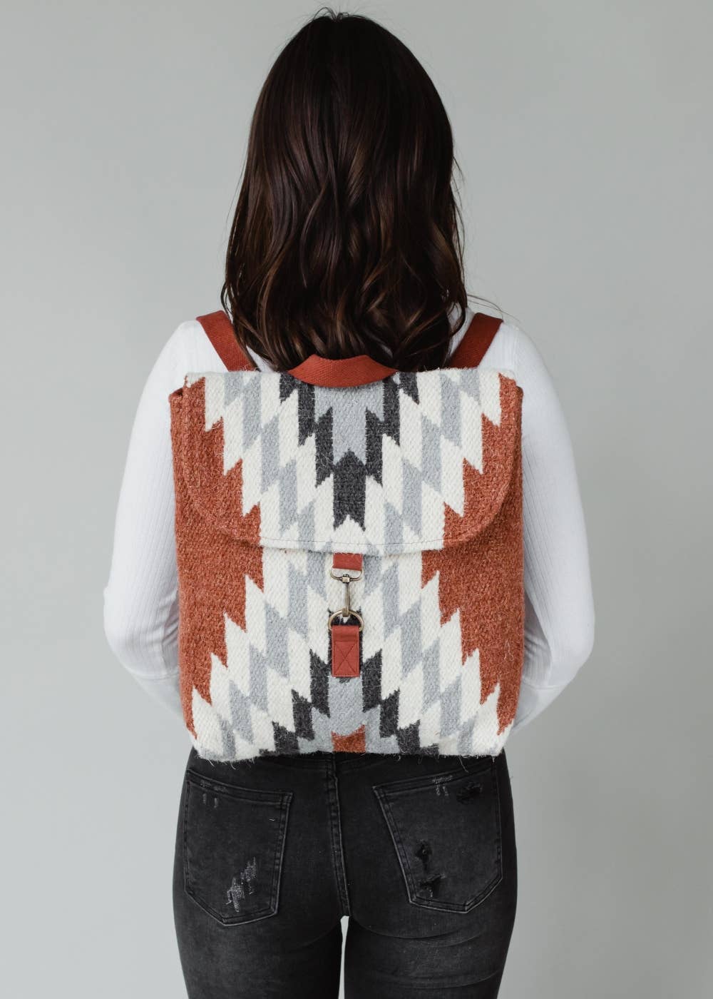“Kentucky” - Rust, Cream & Gray Aztec Backpack
