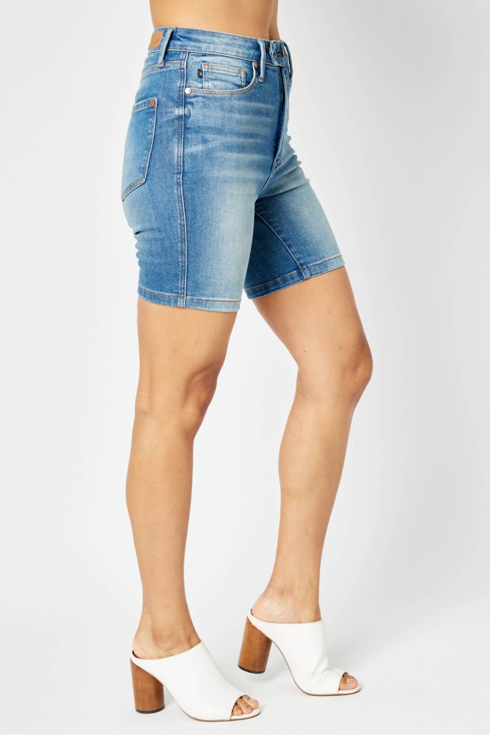“Taylor” - Tummy Control Double Button Bermuda Shorts