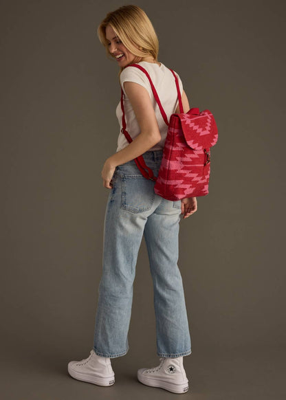 “Nebraska” - Red & Pink Aztec Backpack