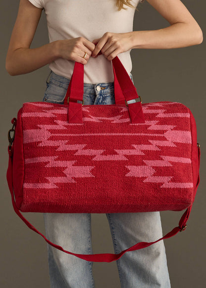 “Nebraska” - Red & Pink Aztec Weekend Bag