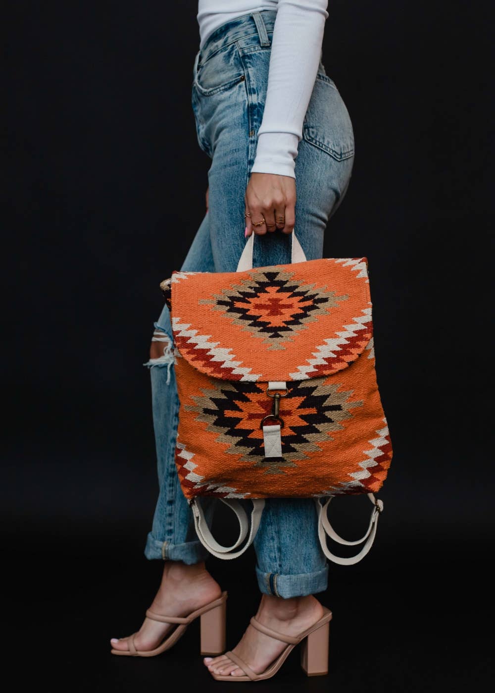“Alabama” - Orange, White & Red Aztec Backpack