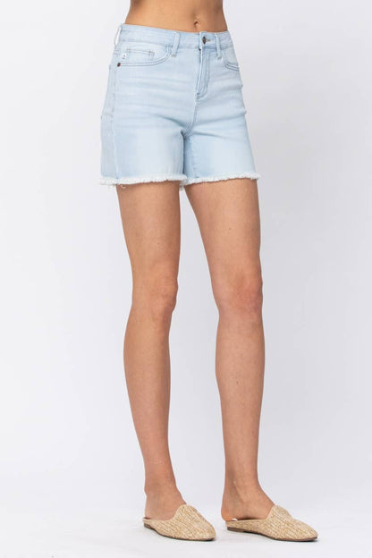 “Lainey” High Waisted Bleached Cut Off Shorts