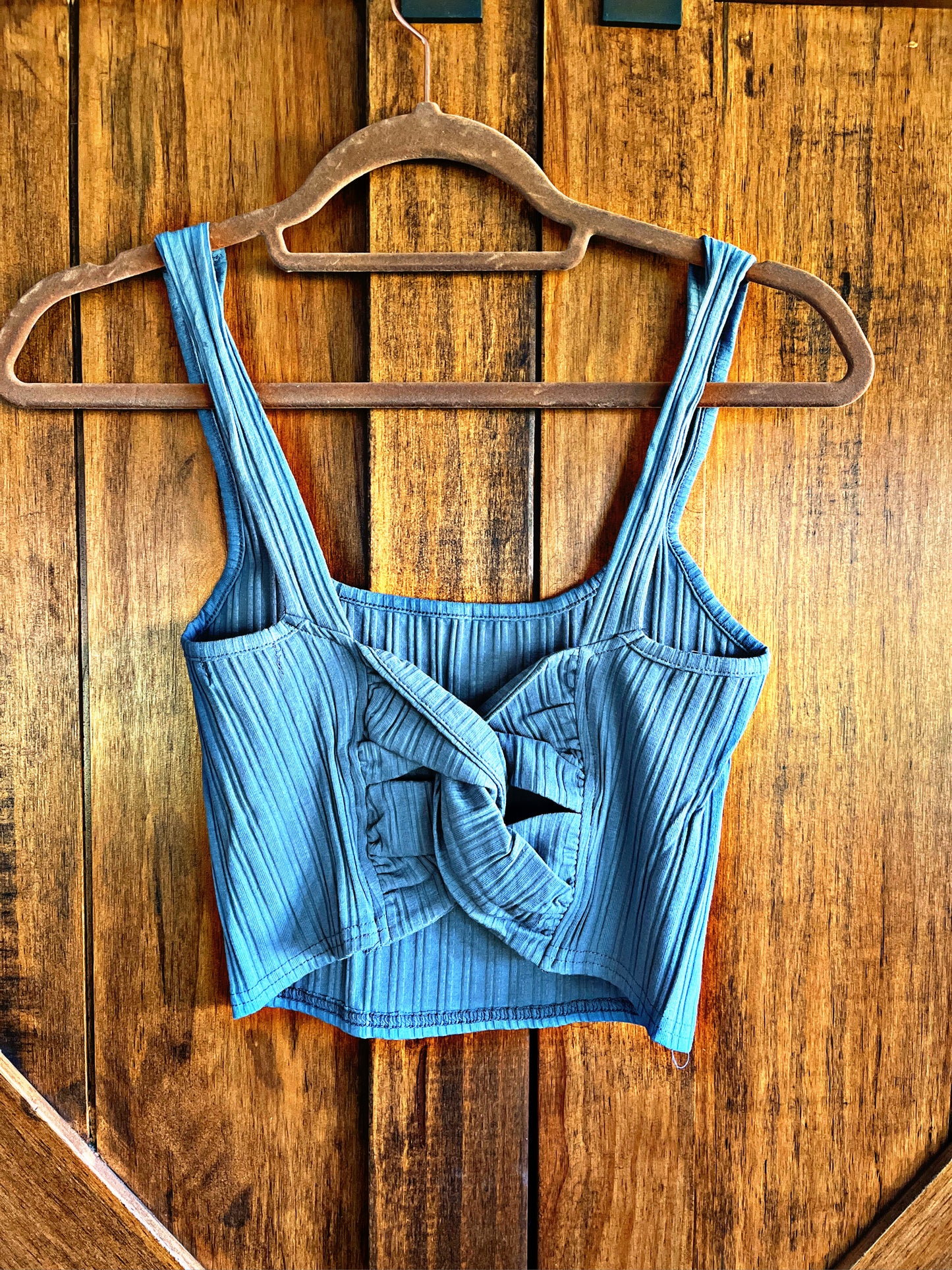 Blue Twist Back Crop