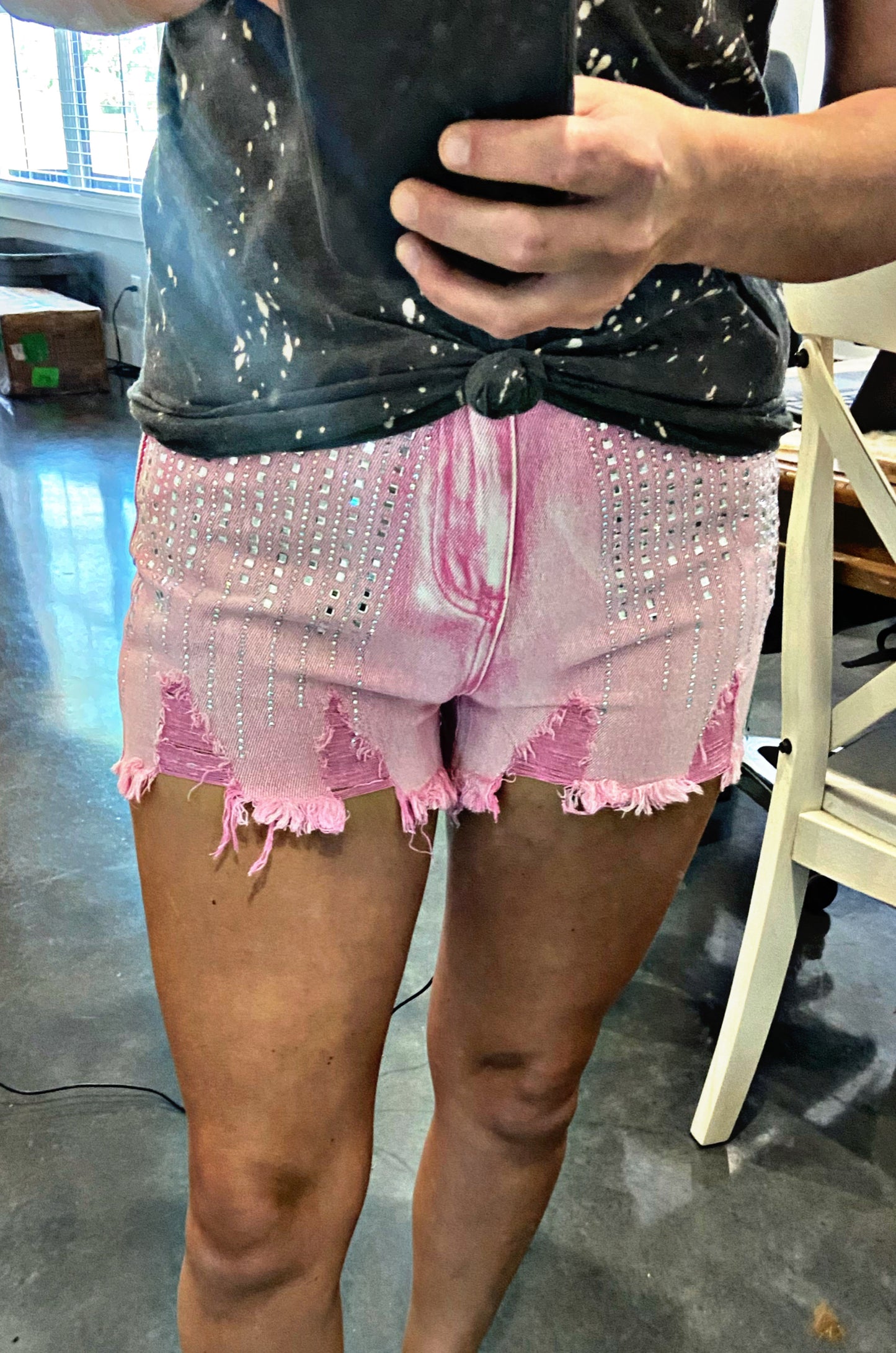 Pink Rhinestone Shorts