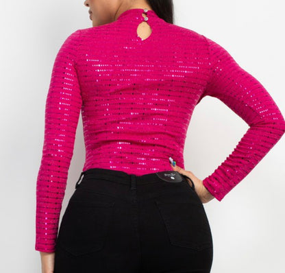 Pink Sequin Bodysuit