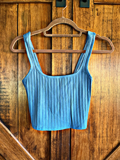 Blue Twist Back Crop