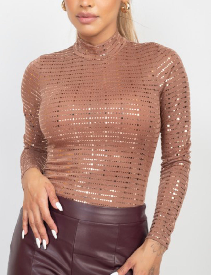 Sequin Mocha Bodysuit