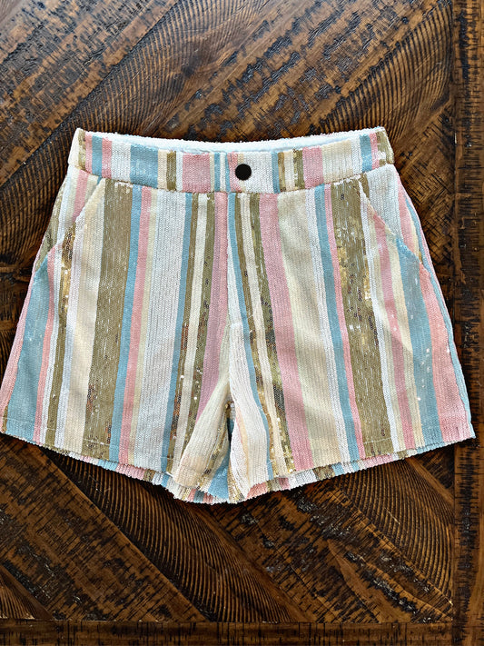 Stripe Sequin Shorts