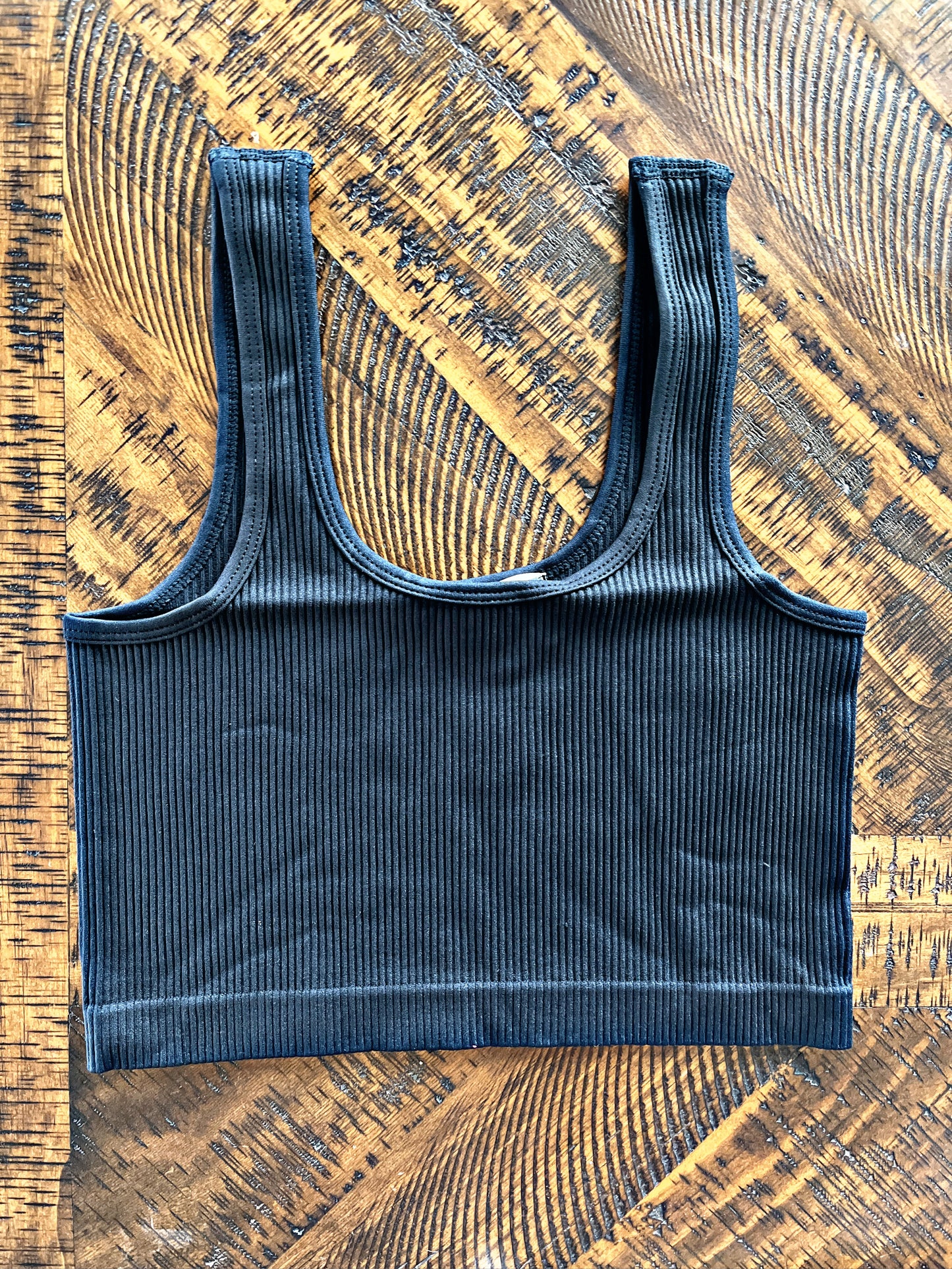 Ribbed Black Square Top