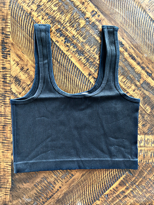 Ribbed Black Square Top