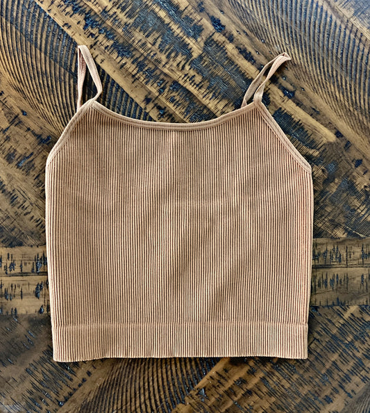 Mocha Ribbed Crop