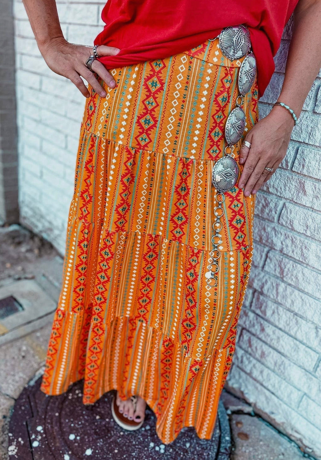 Aztec Print Maxi Skirt