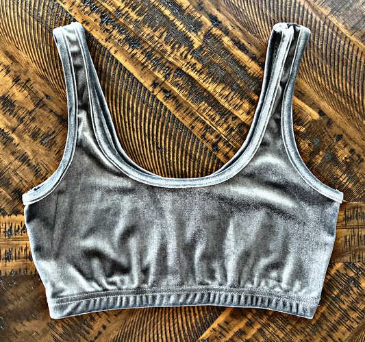 Grey Velvet Top