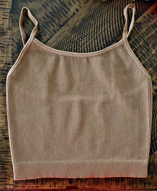 Washed Brown Ribbed Crop