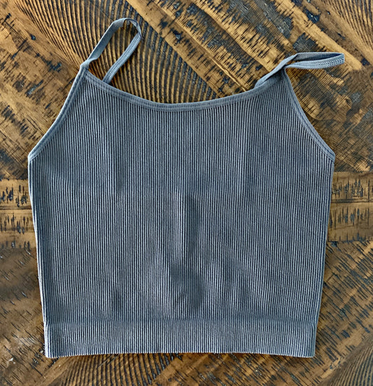 Ash Grey Ribbed Crop