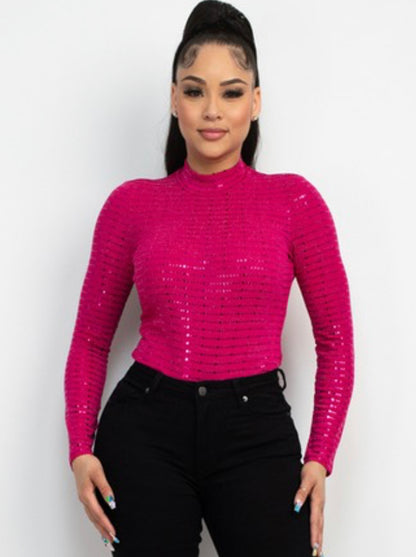 Pink Sequin Bodysuit