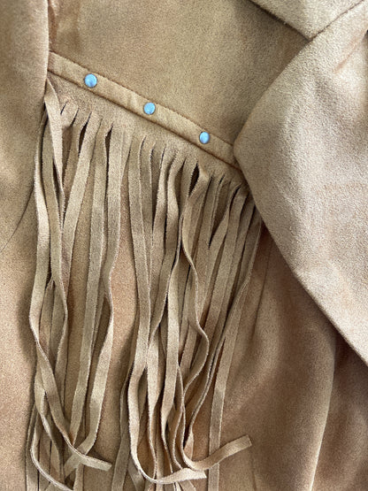 Camel Suede Fringe Blazer