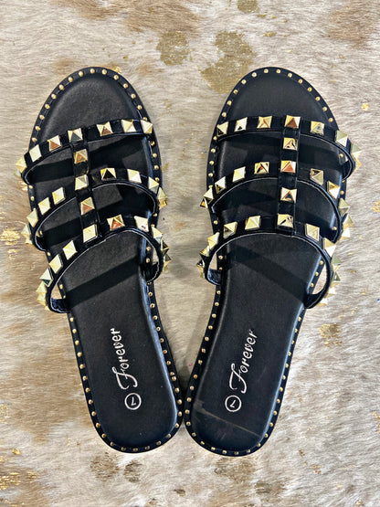 Black/Silver Stud Sandals