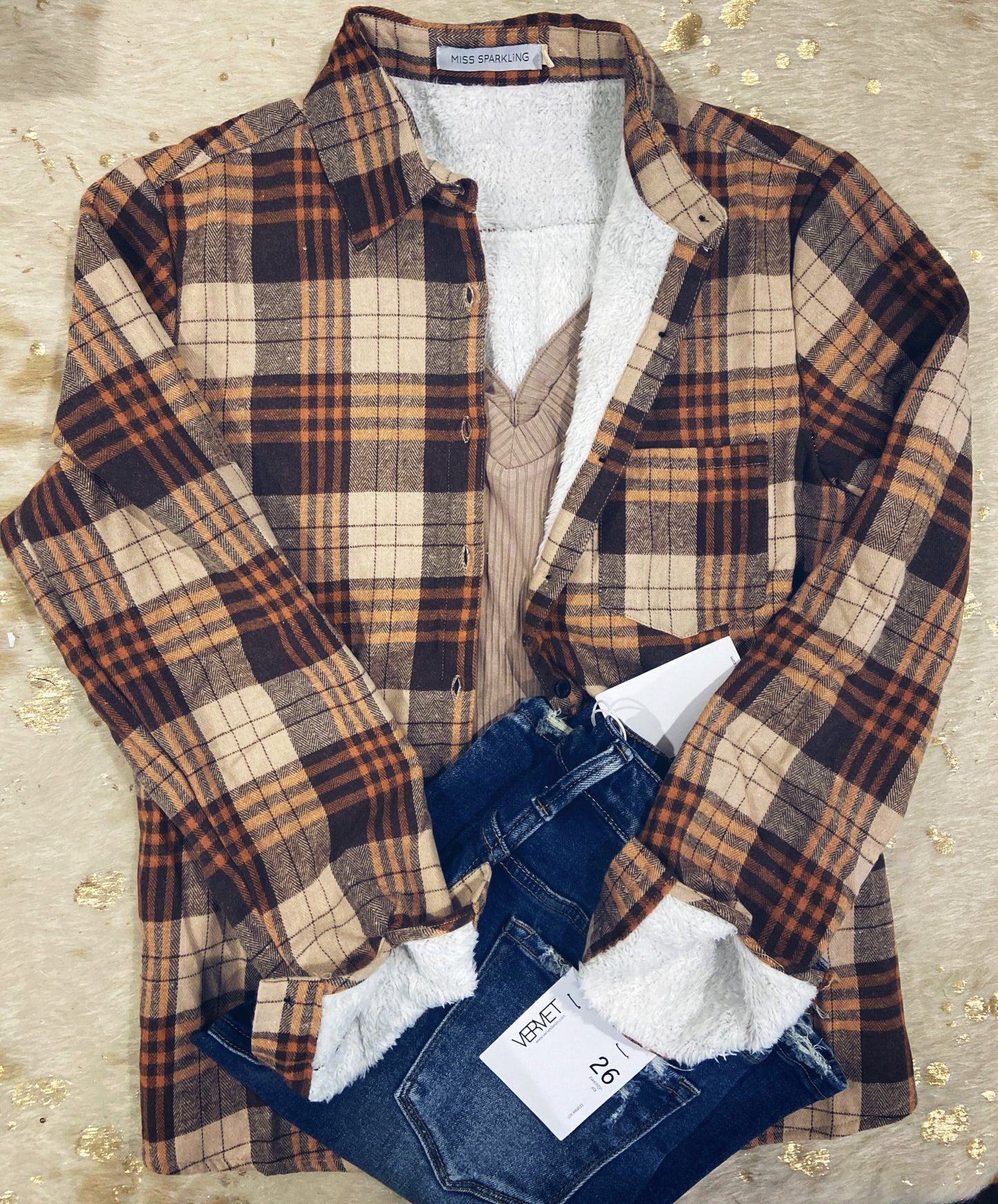 Brown Sherpa Lined Flannel