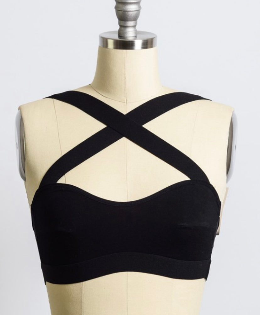 Black Cross Front or Back Bralette