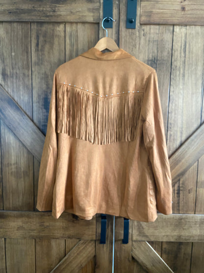 Camel Suede Fringe Blazer