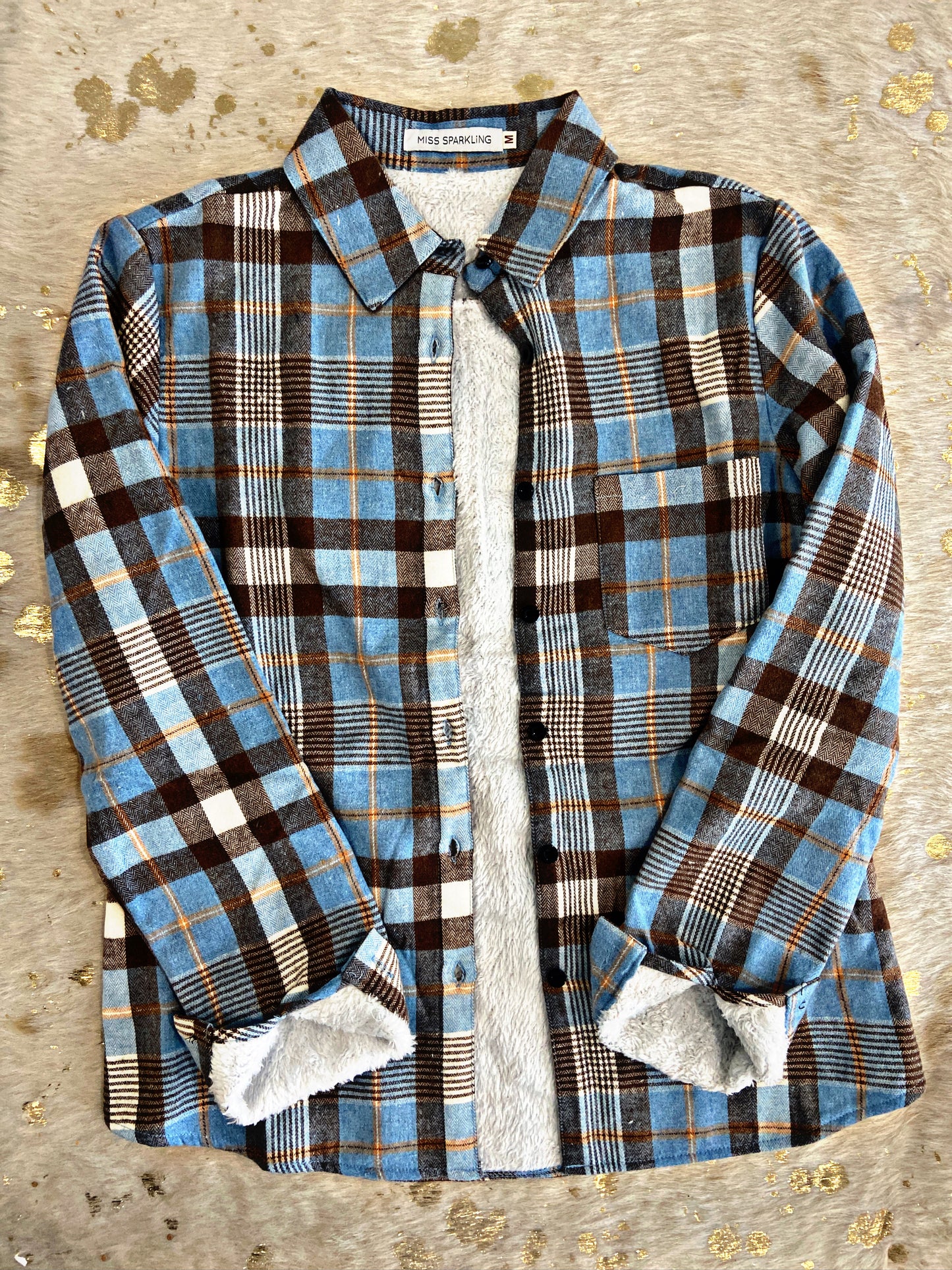 Blue/Brown Sherpa Lined Flannel