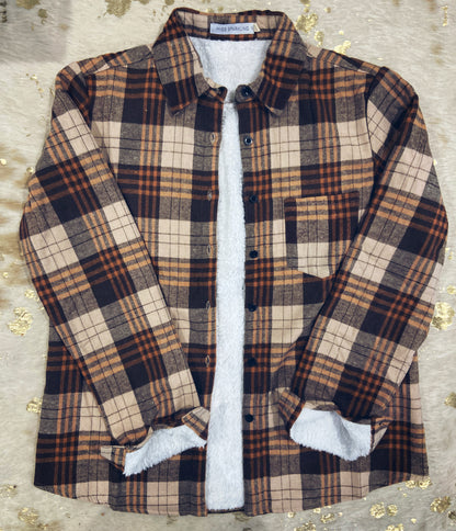 Brown Sherpa Lined Flannel